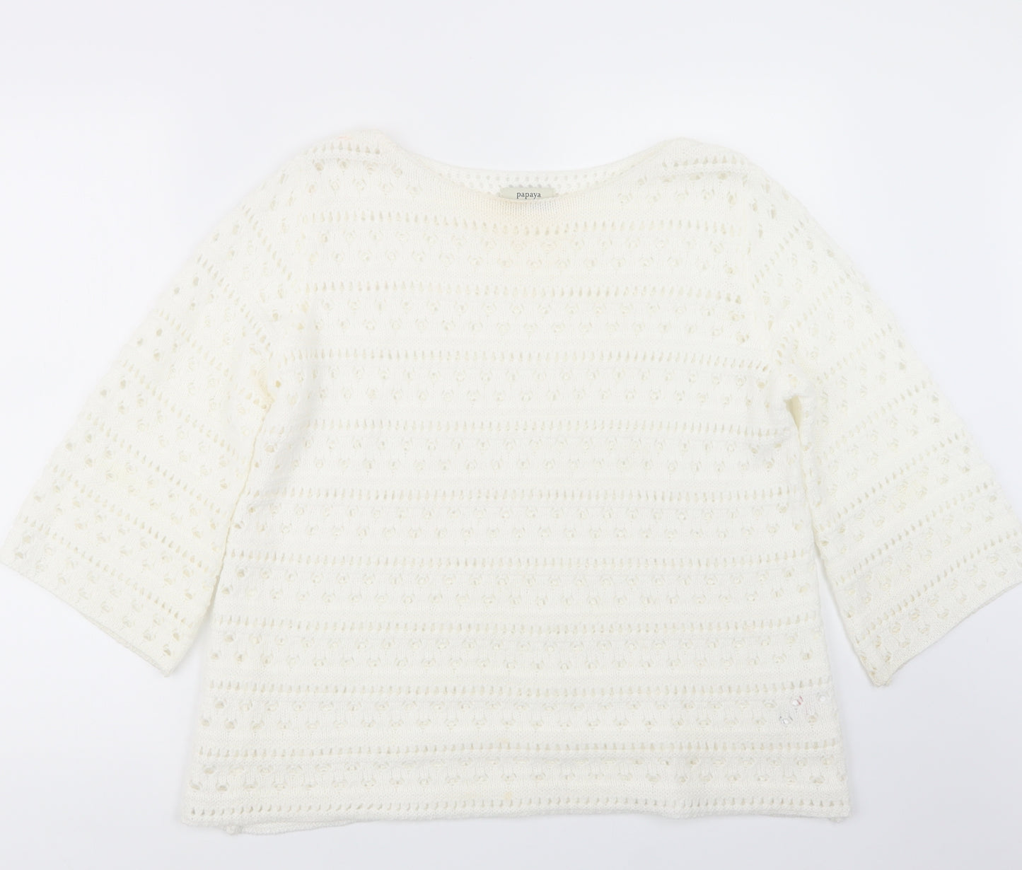 Papaya Womens White  Knit Pullover Jumper Size M