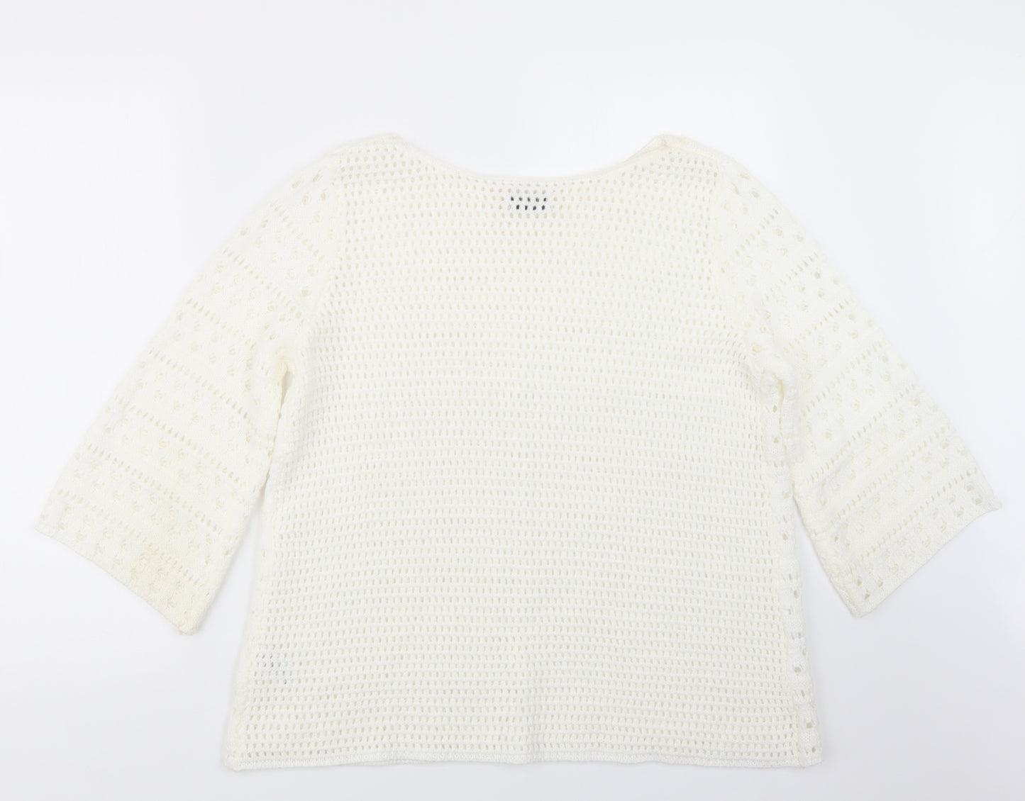 Papaya Womens White  Knit Pullover Jumper Size M