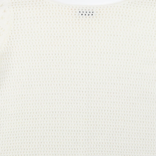 Papaya Womens White  Knit Pullover Jumper Size M