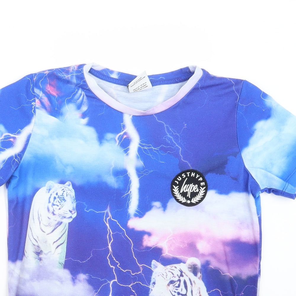 Hype Boys Blue Geometric  Basic T-Shirt Size 11-12 Years