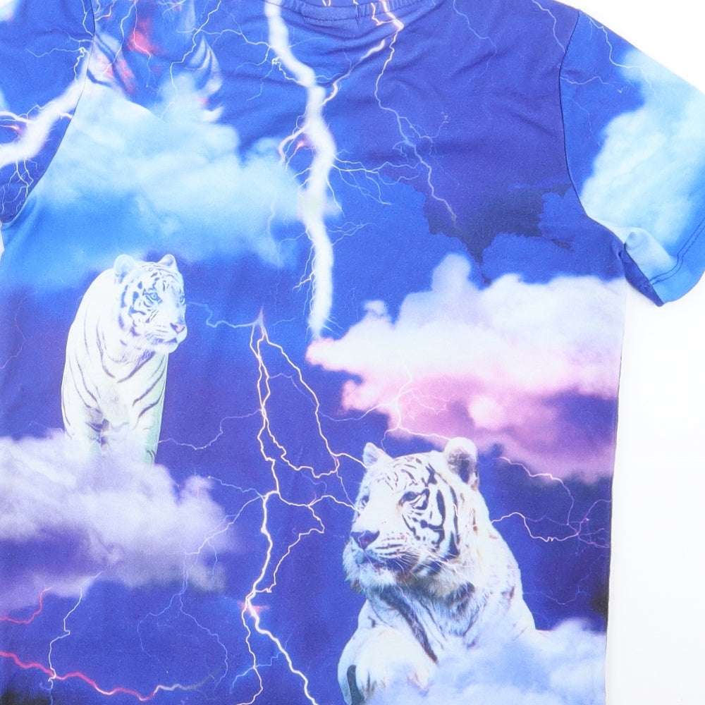 Hype Boys Blue Geometric  Basic T-Shirt Size 11-12 Years