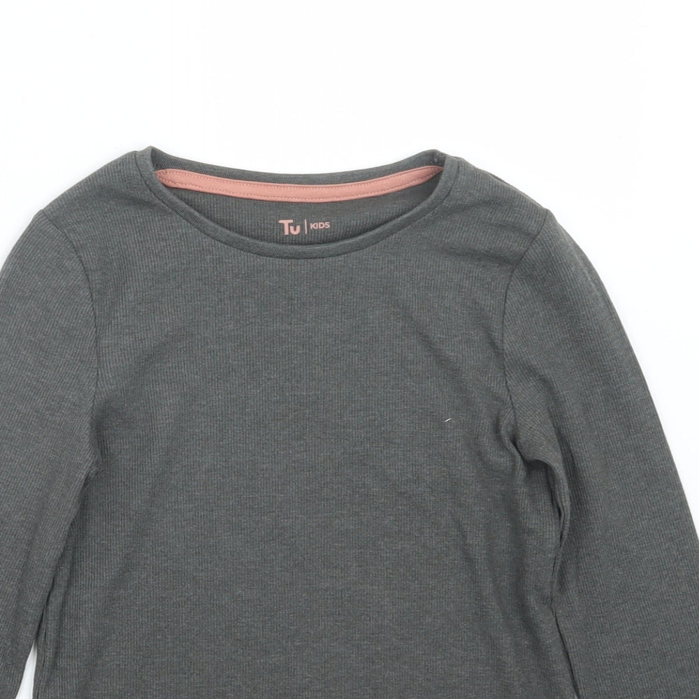 TU Girls Grey   Basic T-Shirt Size 6-7 Years