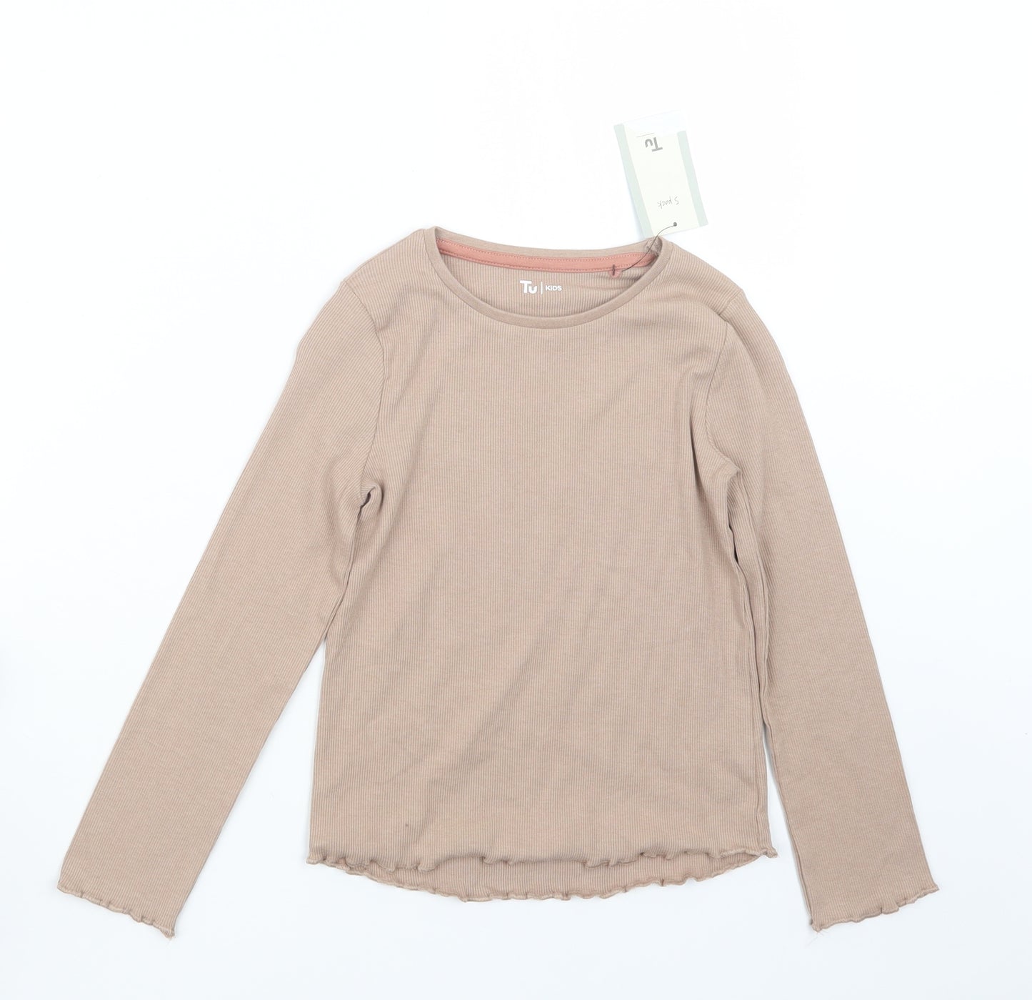 TU Girls Beige   Basic T-Shirt Size 6-7 Years