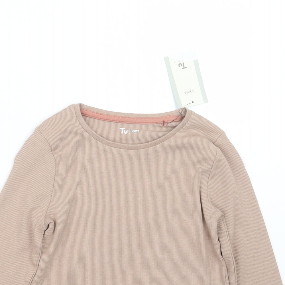 TU Girls Beige   Basic T-Shirt Size 6-7 Years