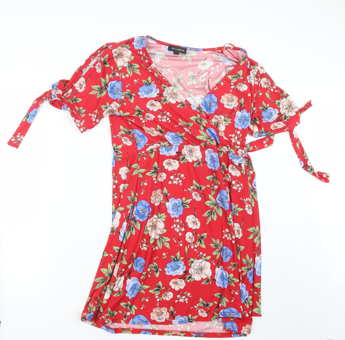 QED London Womens Red Floral  Mini  Size 14