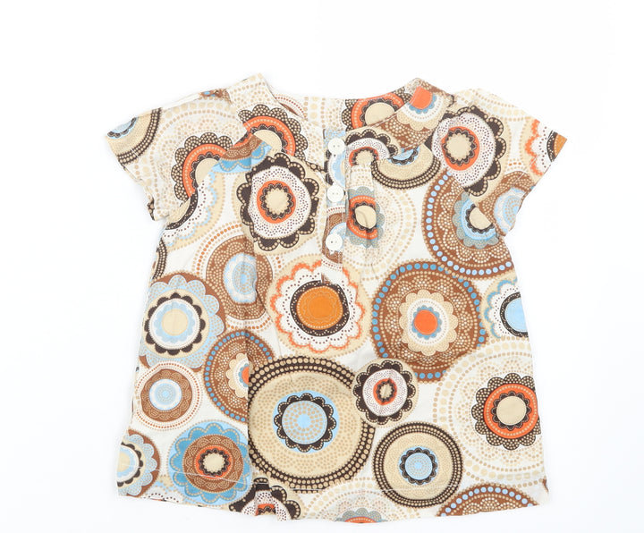Gap Girls Beige Geometric Basic T-Shirt Size 4 Years