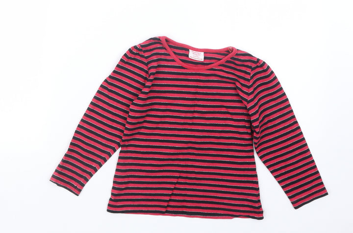 Vintage Angels Girls Pink Striped  Basic T-Shirt Size 3-4 Years