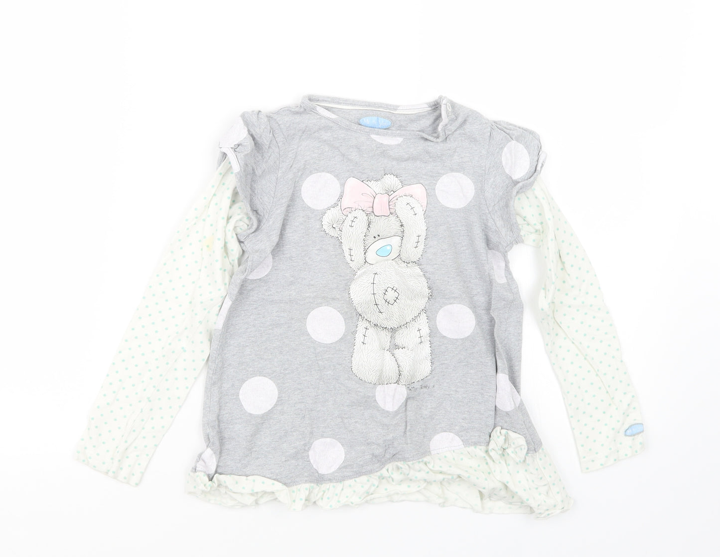 Marks and Spencer Girls Grey   Basic T-Shirt Size 6-7 Years  - Tatty Teddy