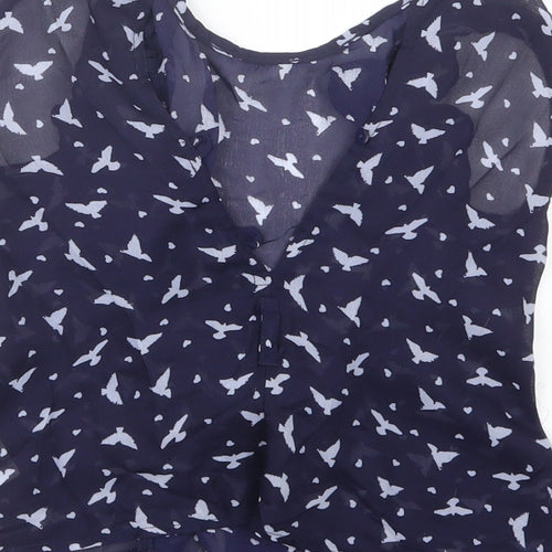 TU Girls Blue Geometric  Basic Blouse Size 5 Years