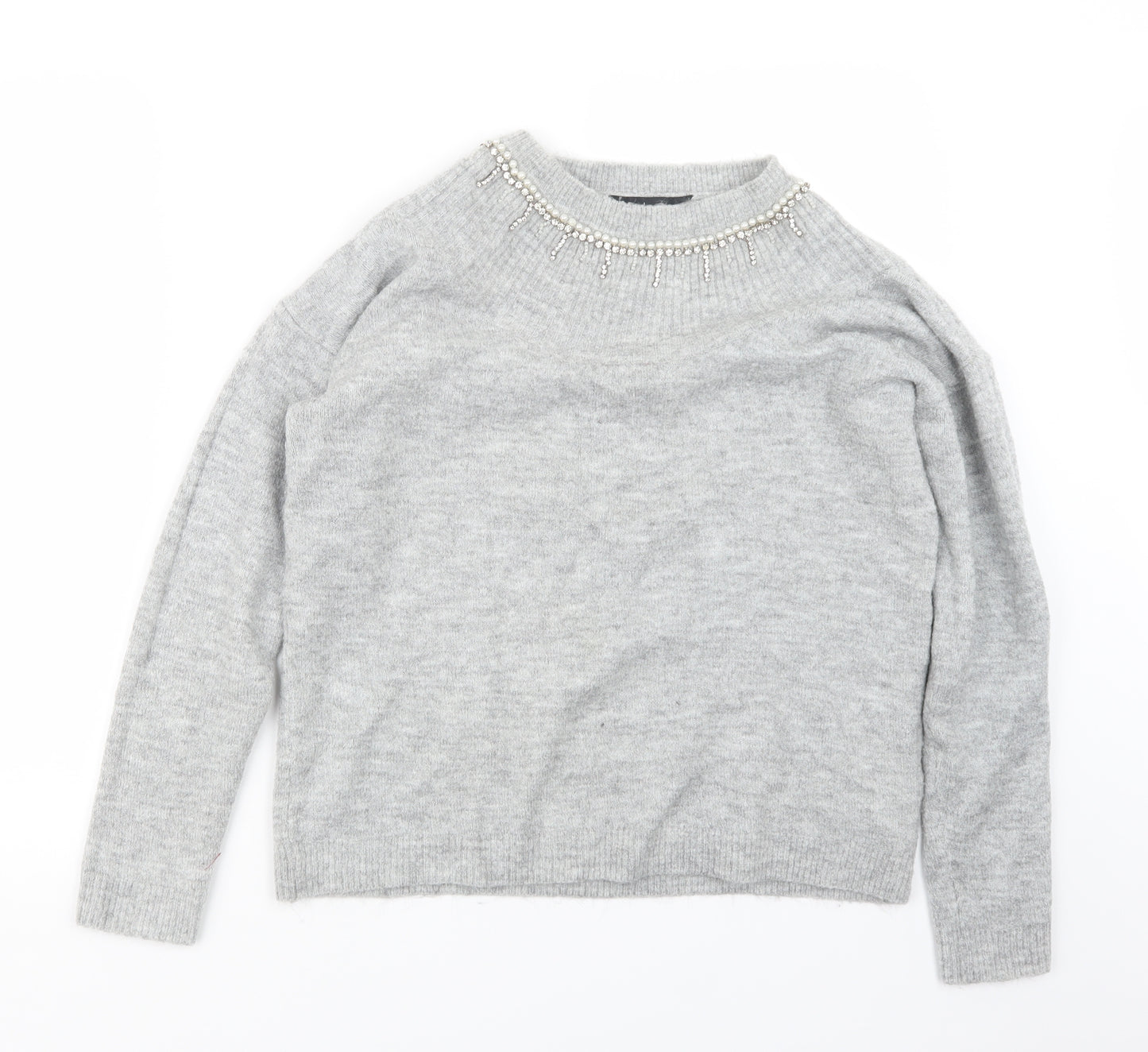 Dorothy Perkins Womens Grey  Knit Pullover Jumper Size 14