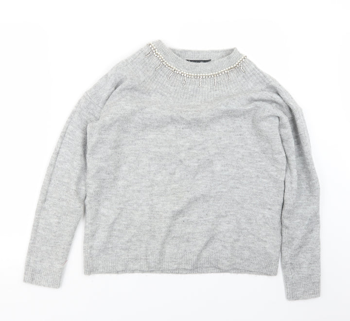Dorothy Perkins Womens Grey  Knit Pullover Jumper Size 14