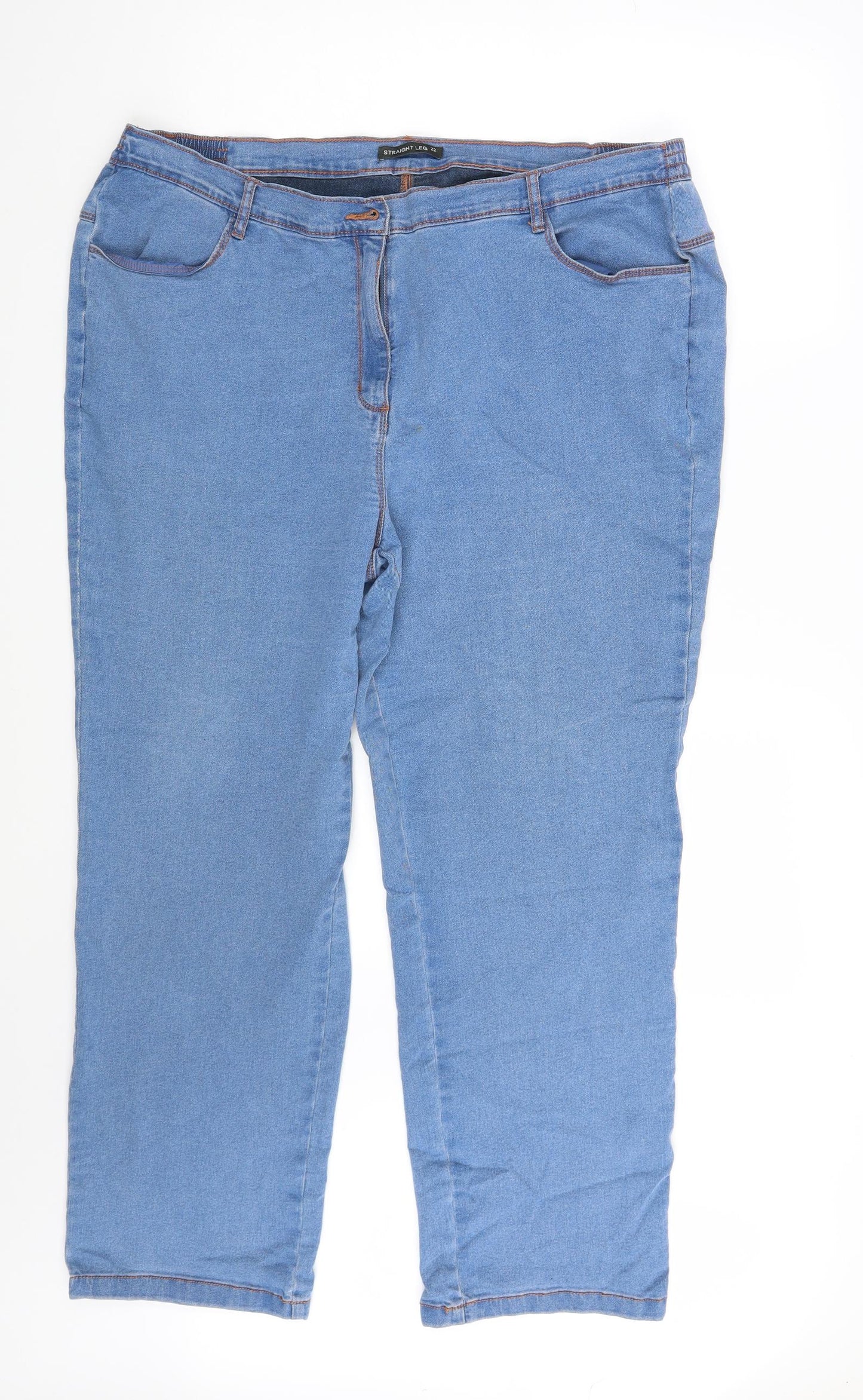 Preworn Womens Blue  Denim Straight Jeans Size 22 L28 in