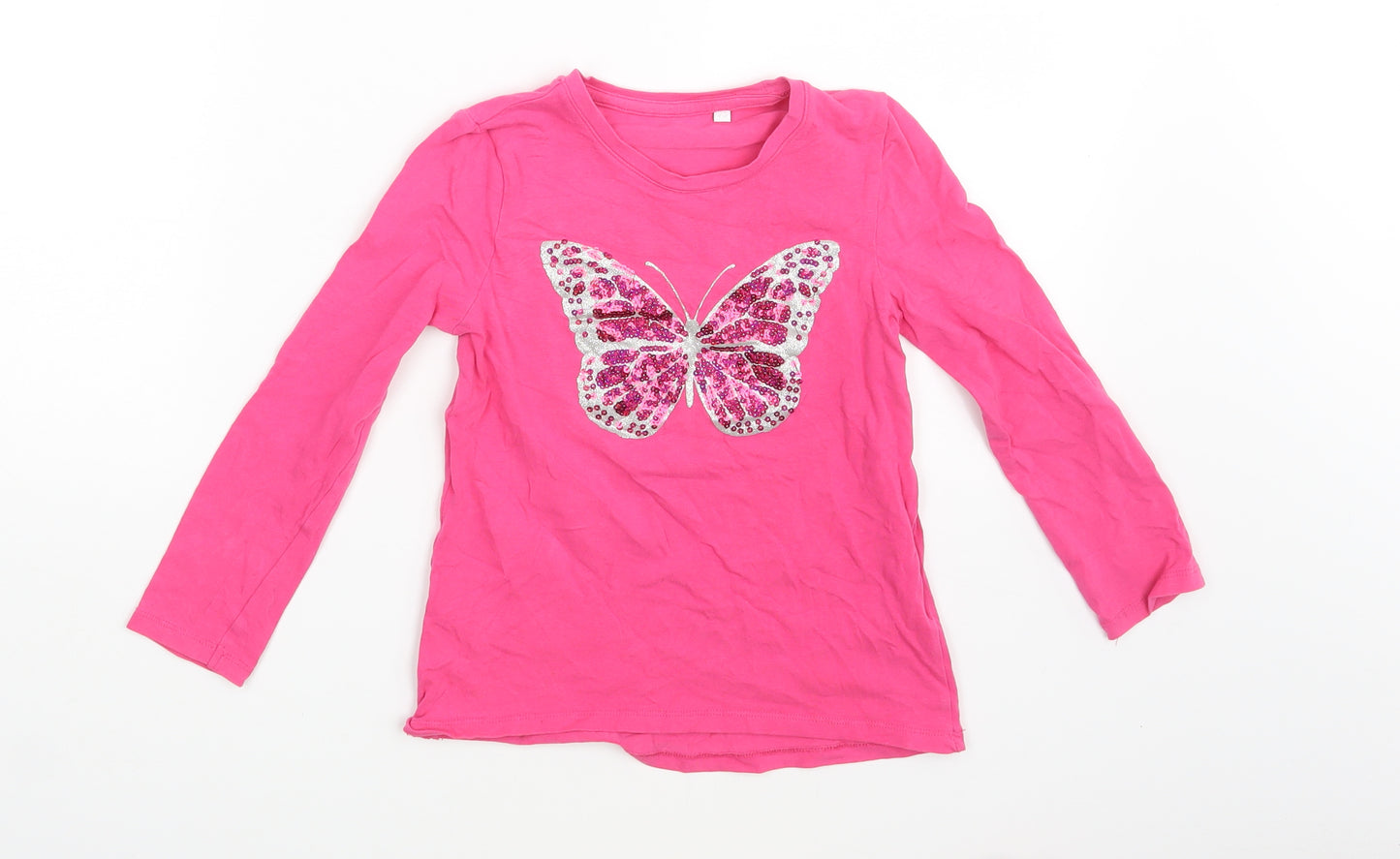 Debenhams Girls Pink   Basic T-Shirt Size 6-7 Years  - Buttefly
