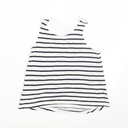 H&M Girls White Striped  Basic Tank Size 4-5 Years