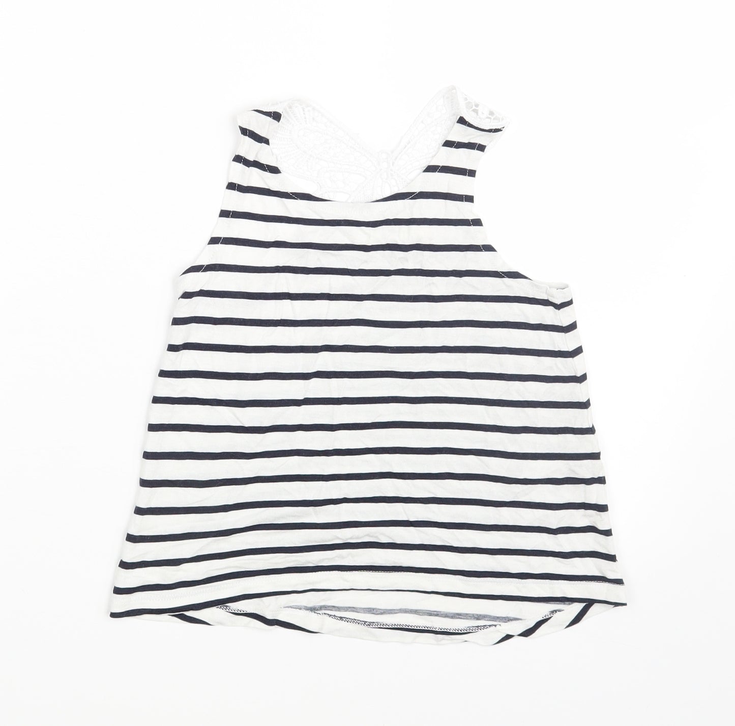 H&M Girls White Striped  Basic Tank Size 4-5 Years