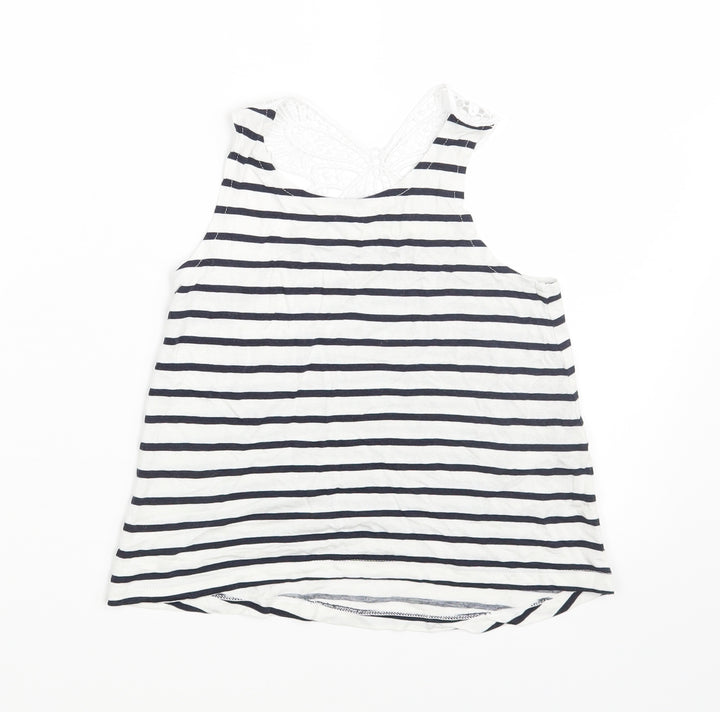 H&M Girls White Striped  Basic Tank Size 4-5 Years
