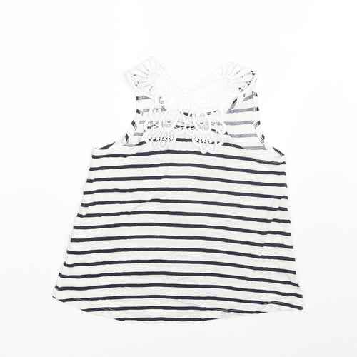 H&M Girls White Striped  Basic Tank Size 4-5 Years