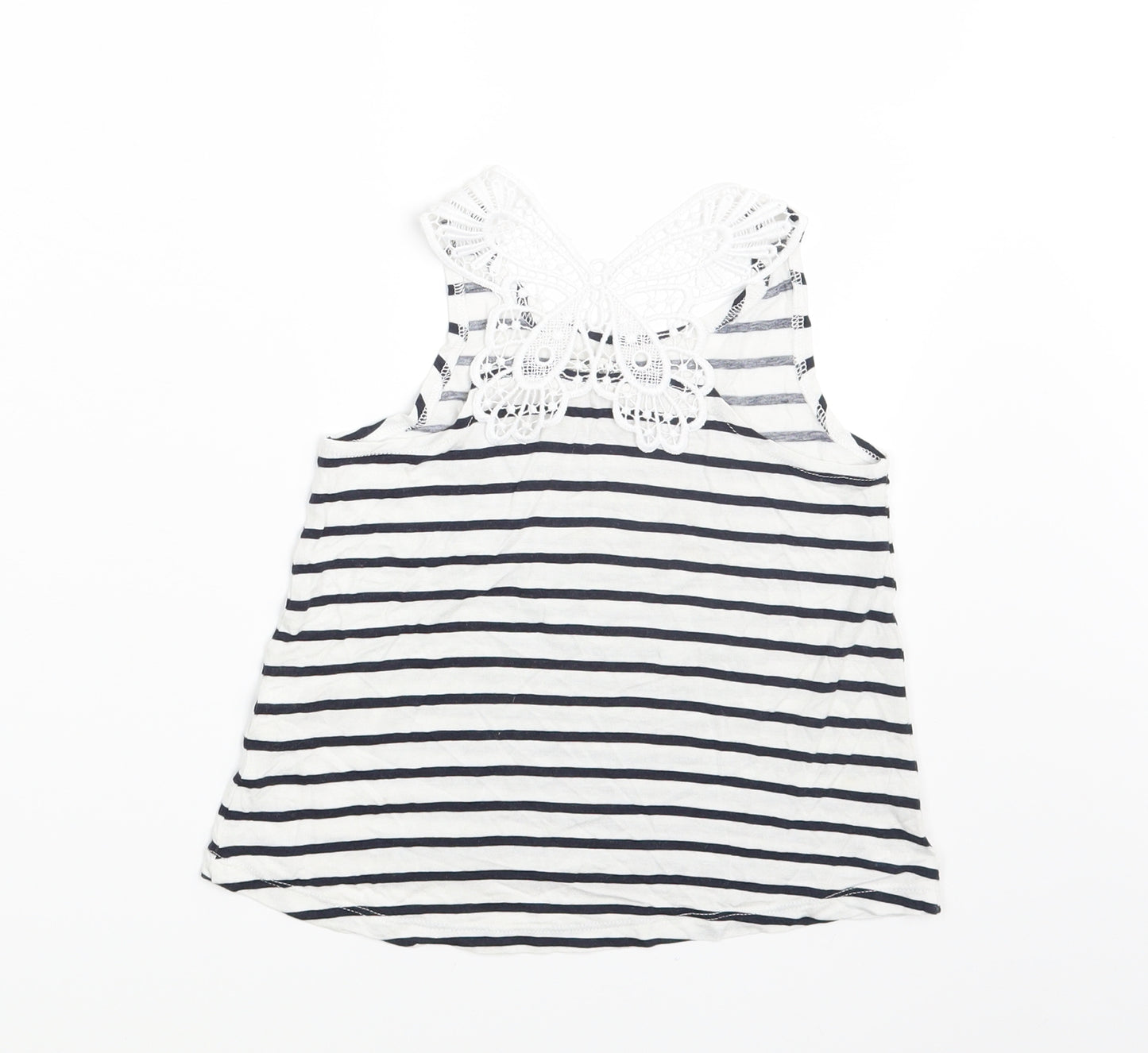H&M Girls White Striped  Basic Tank Size 4-5 Years
