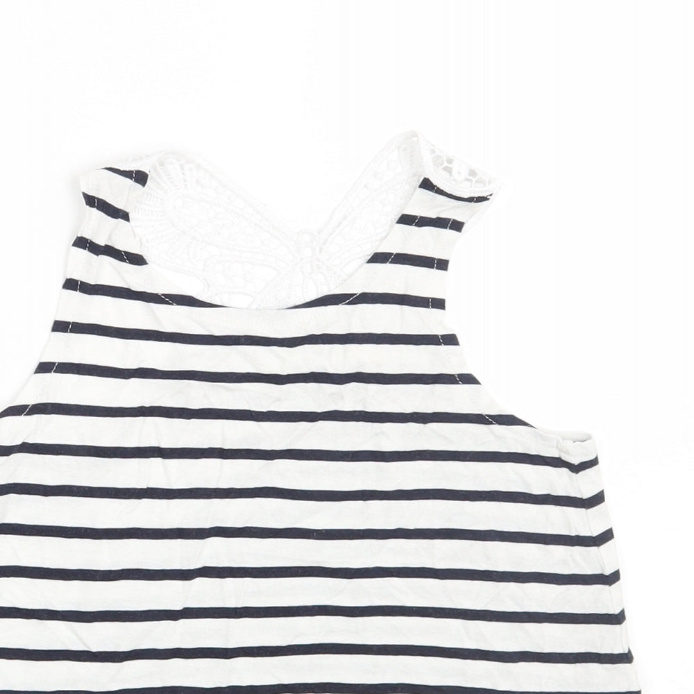 H&M Girls White Striped  Basic Tank Size 4-5 Years