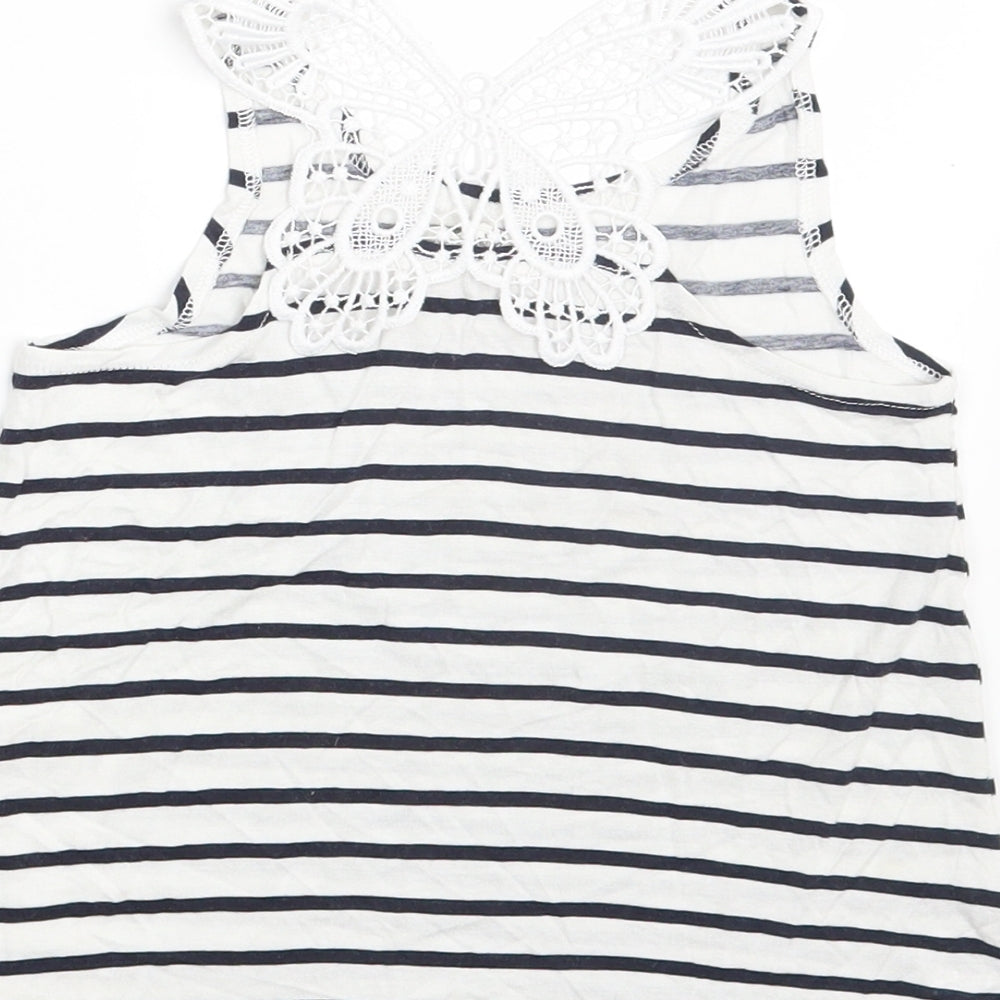 H&M Girls White Striped  Basic Tank Size 4-5 Years