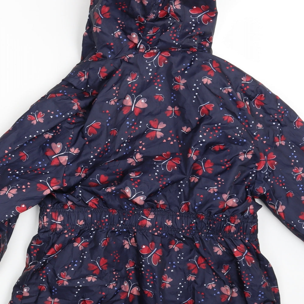 George Girls Blue Floral  Rain Coat Coat Size 12-13 Years