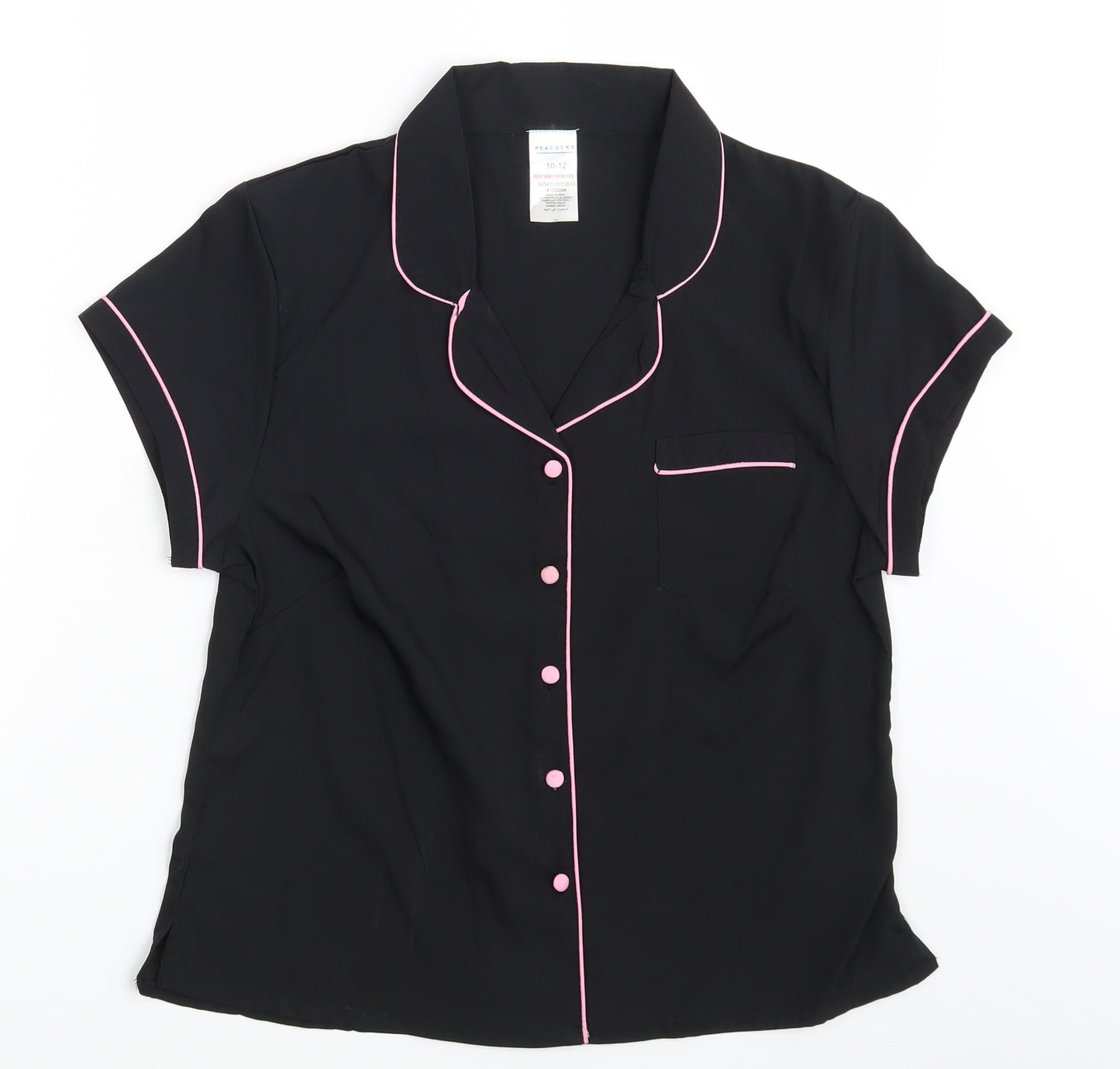 Peacocks Womens Black   Basic Button-Up Size 10