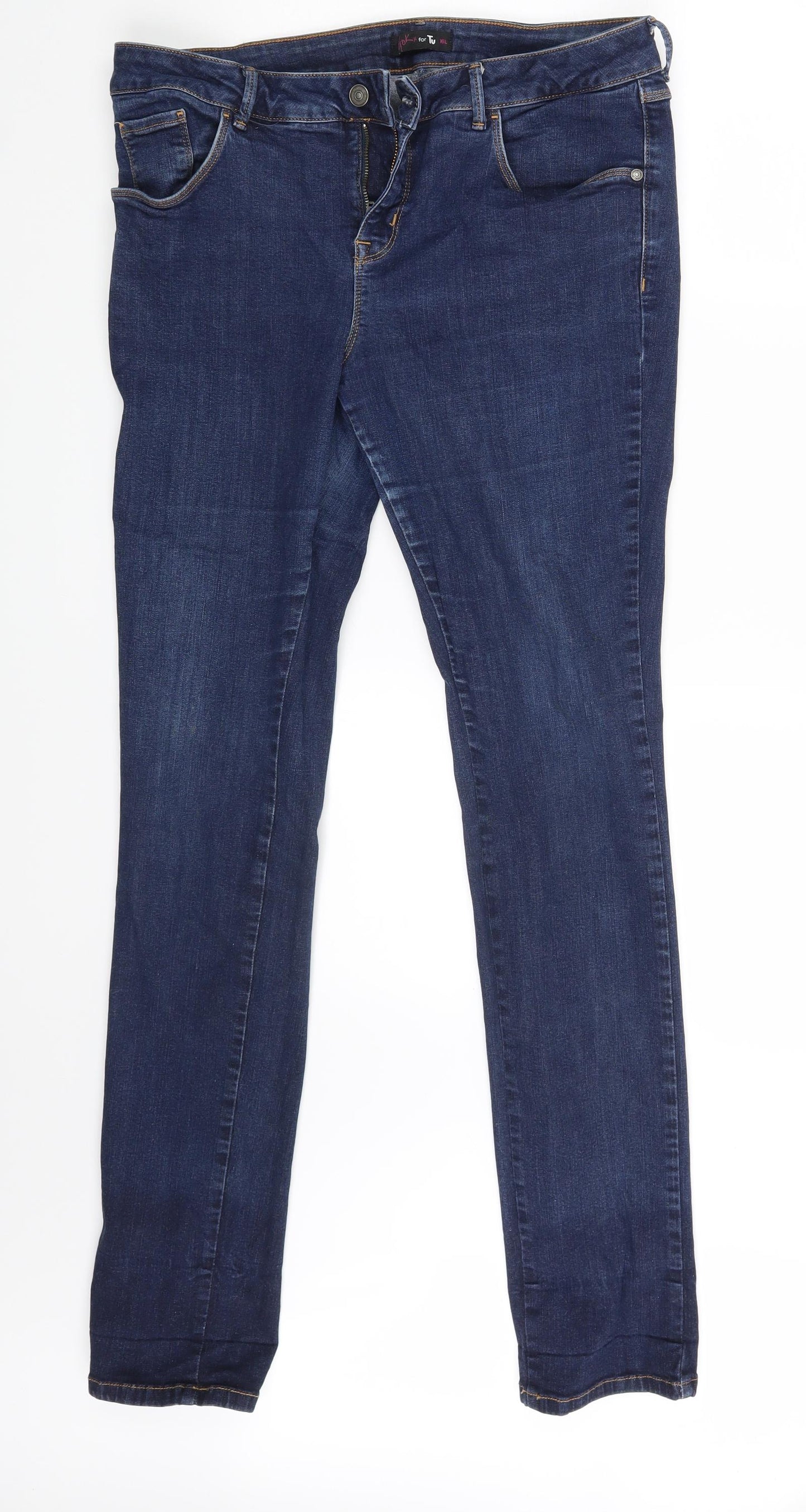 TU Womens Blue  Denim Skinny Jeans Size 16 L33 in