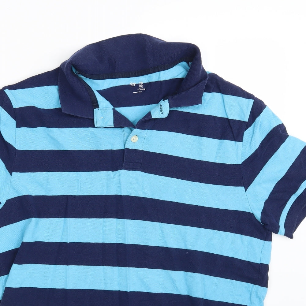 Gap Mens Blue Striped   Polo Size XL