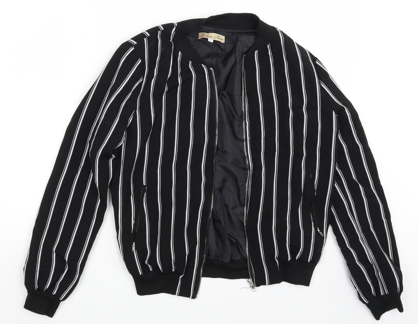 Cameo Rose Womens Black Striped  Jacket Coat Size 8