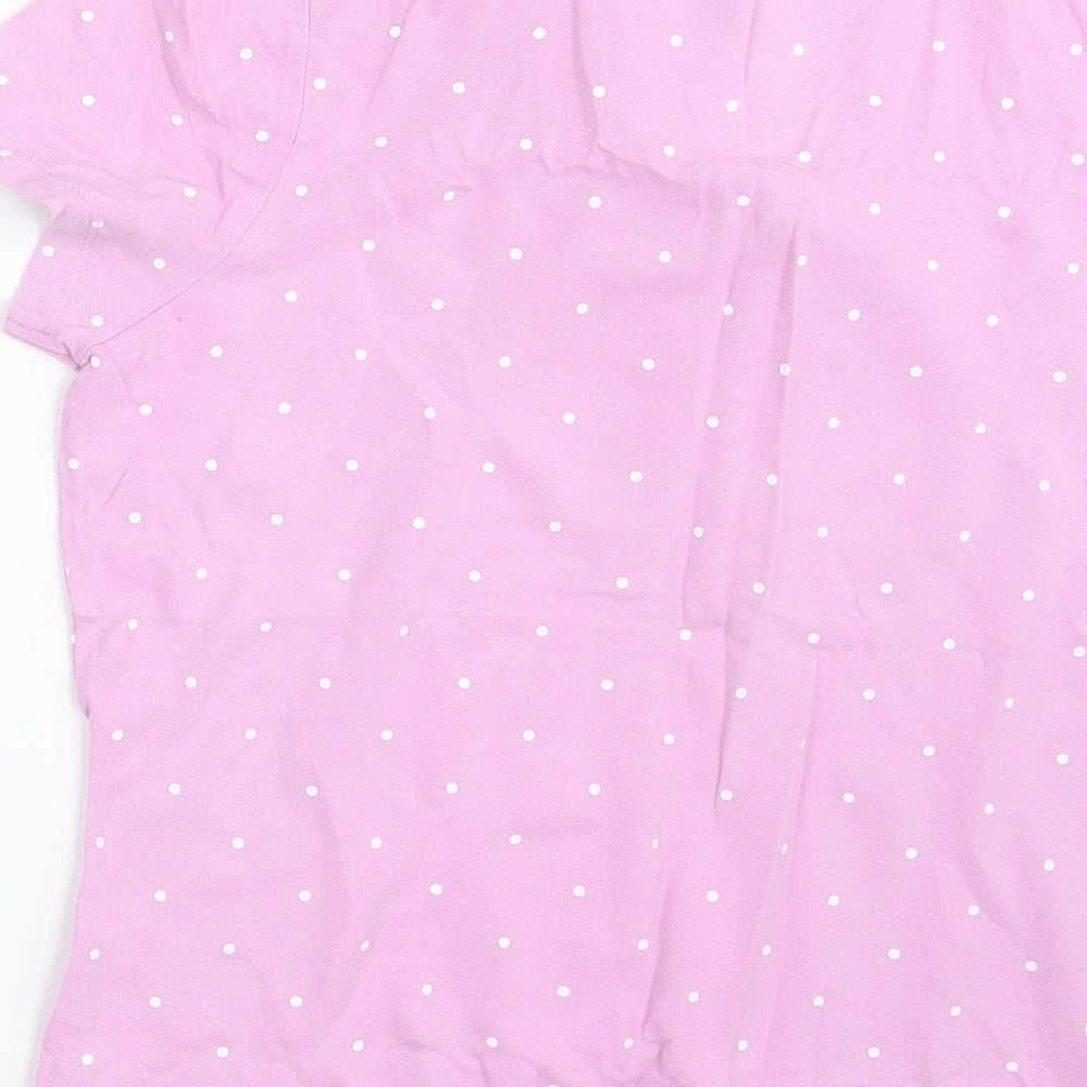 M&S Womens Pink Polka Dot  Basic Polo Size 14