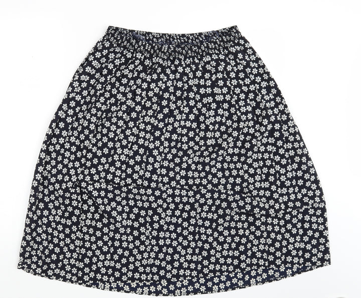 Preworn Womens Black Floral A-Line Skirt One Size
