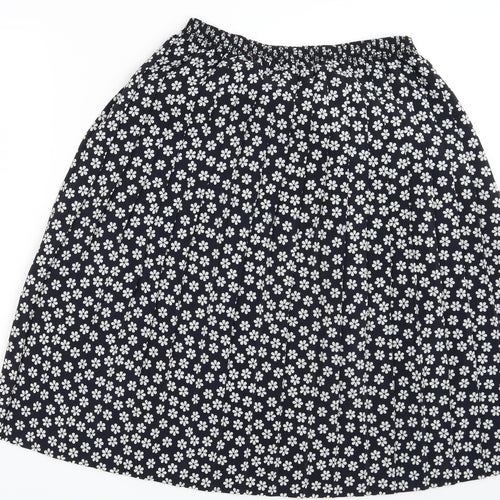 Preworn Womens Black Floral  A-Line Skirt One Size