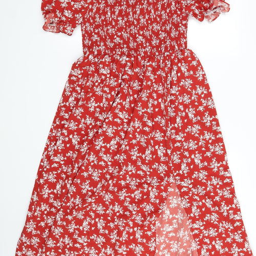 SheIn Womens Red Floral  A-Line  Size 12