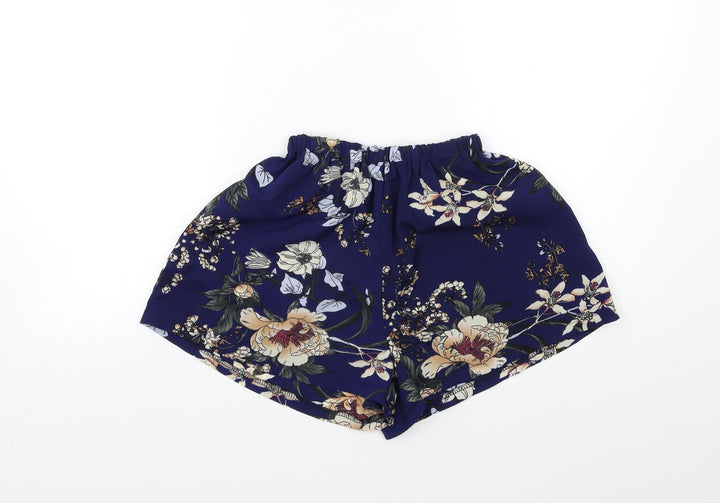 Preworn Womens Blue Floral Sailor Shorts Size 24 in