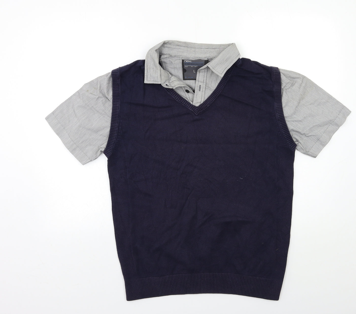 NEXT Mens Blue  Knit Pullover Jumper Size L  - Under Shirt