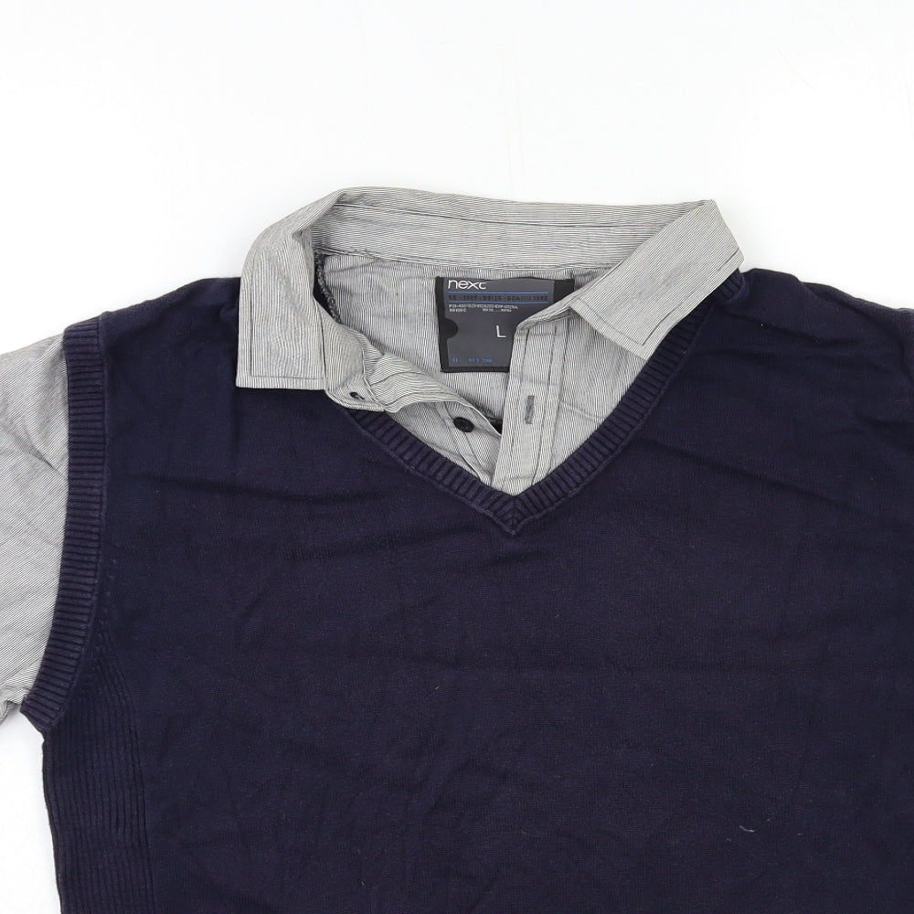 NEXT Mens Blue  Knit Pullover Jumper Size L  - Under Shirt