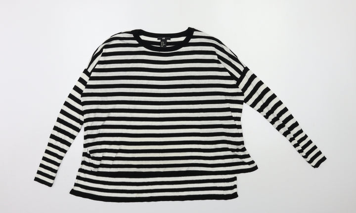 H&M Womens Black Striped Knit Pullover Jumper Size XS