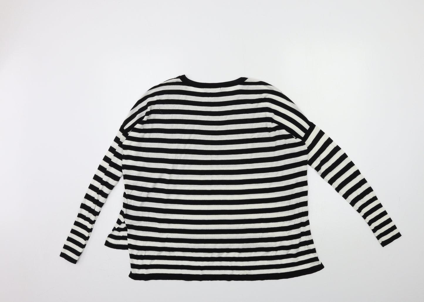 H&M Womens Black Striped Knit Pullover Jumper Size XS
