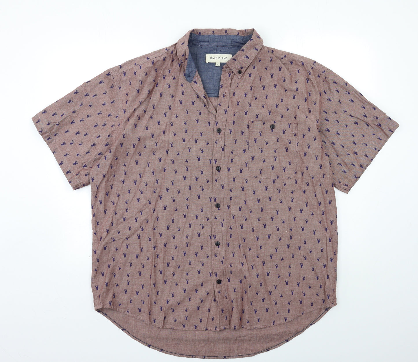 River Island Mens Purple    Button-Up Size XL