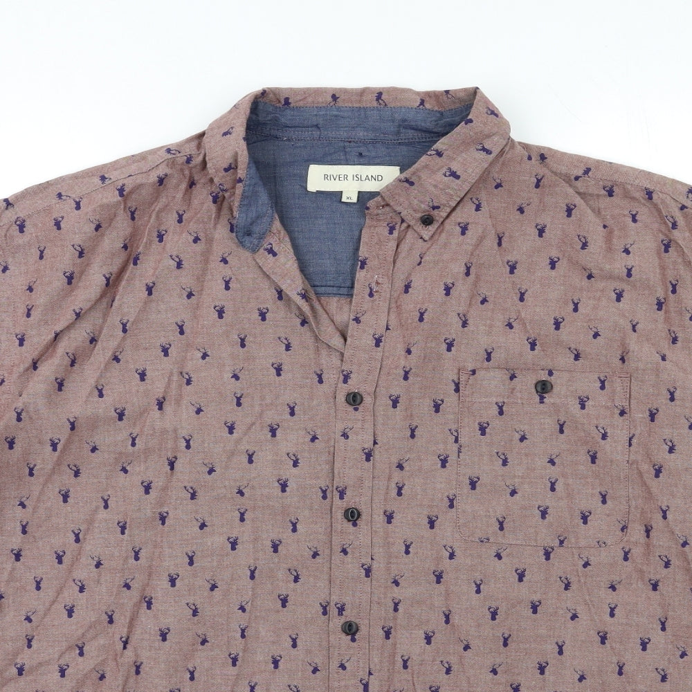 River Island Mens Purple    Button-Up Size XL