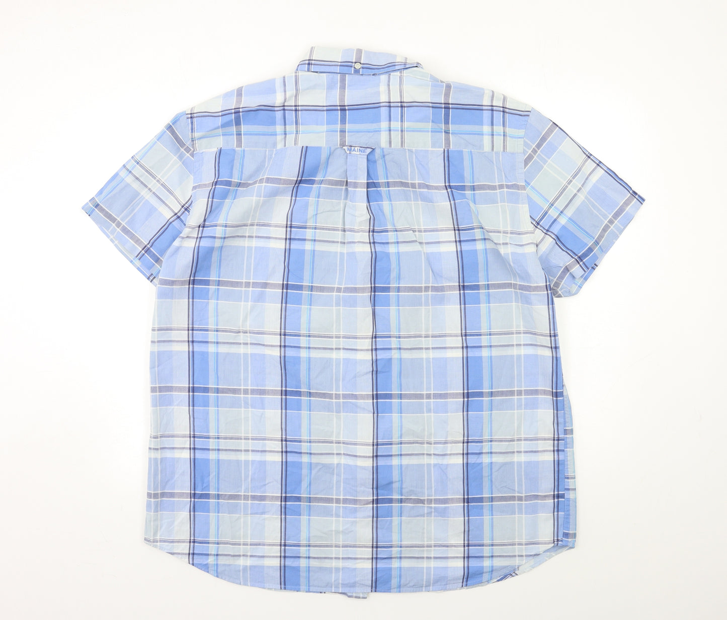 Maine Mens Blue Check   Dress Shirt Size XL