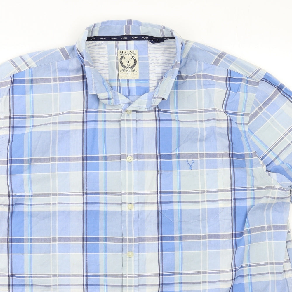 Maine Mens Blue Check   Dress Shirt Size XL