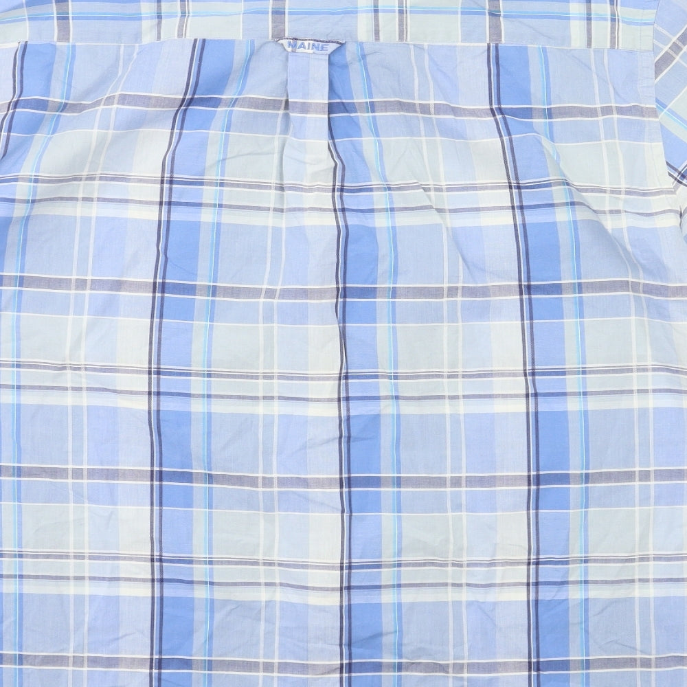 Maine Mens Blue Check   Dress Shirt Size XL