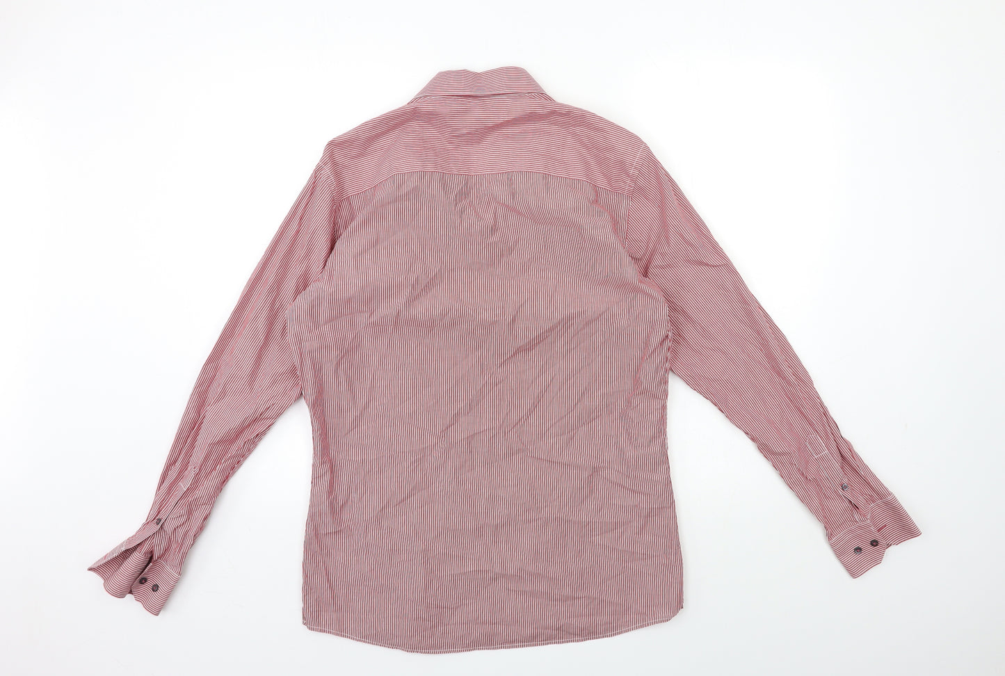 NEXT Mens Red Striped   Dress Shirt Size 15.5