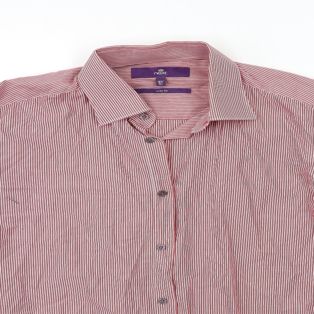 NEXT Mens Red Striped   Dress Shirt Size 15.5