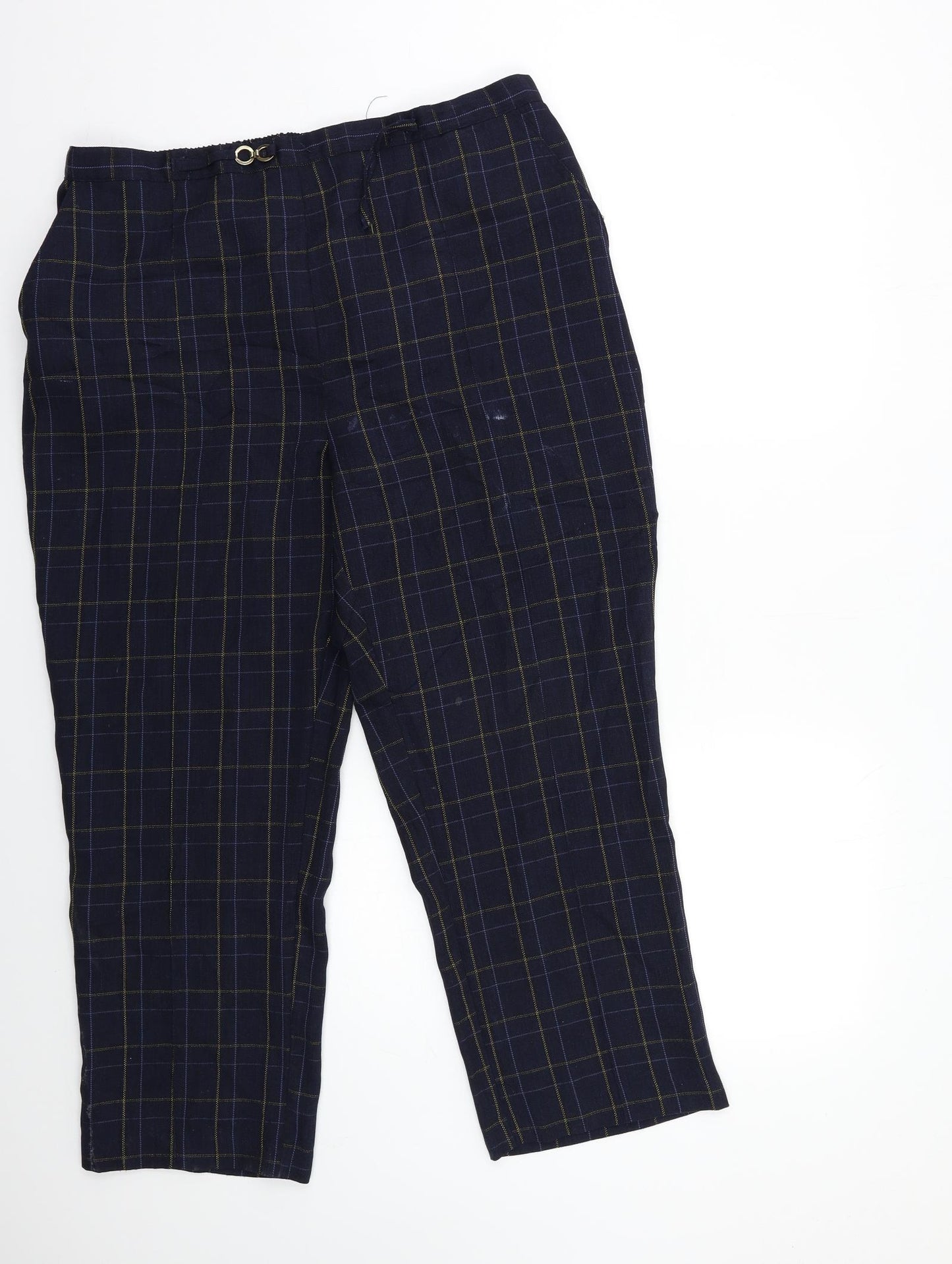 Damart Womens Blue Check  Trousers  Size 22 L27 in