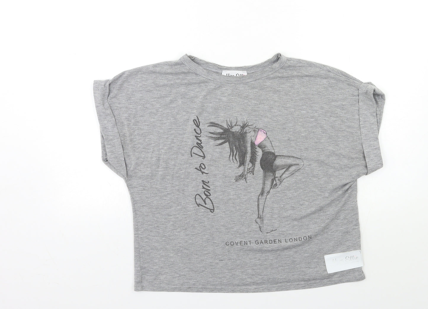 miss ellie Womens Grey   Basic T-Shirt Size S  - born to dance