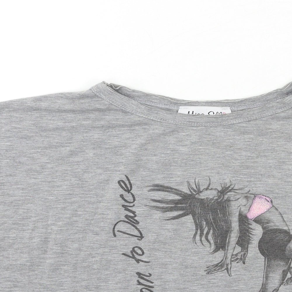 miss ellie Womens Grey   Basic T-Shirt Size S  - born to dance