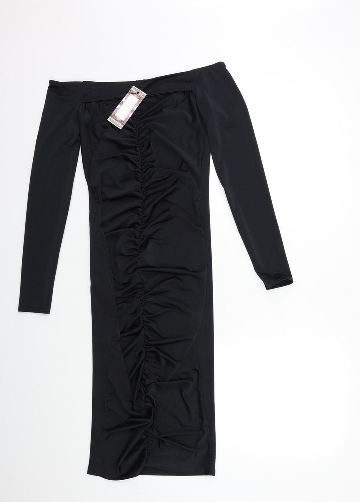 Boohoo Womens Black Bodycon Size 8