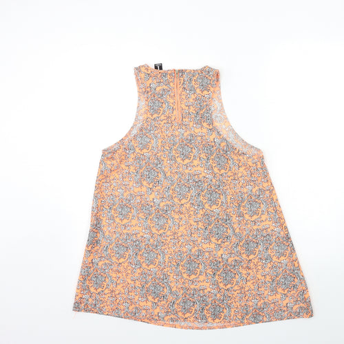 IZABELL Womens Orange Paisley  Basic Tank Size 8